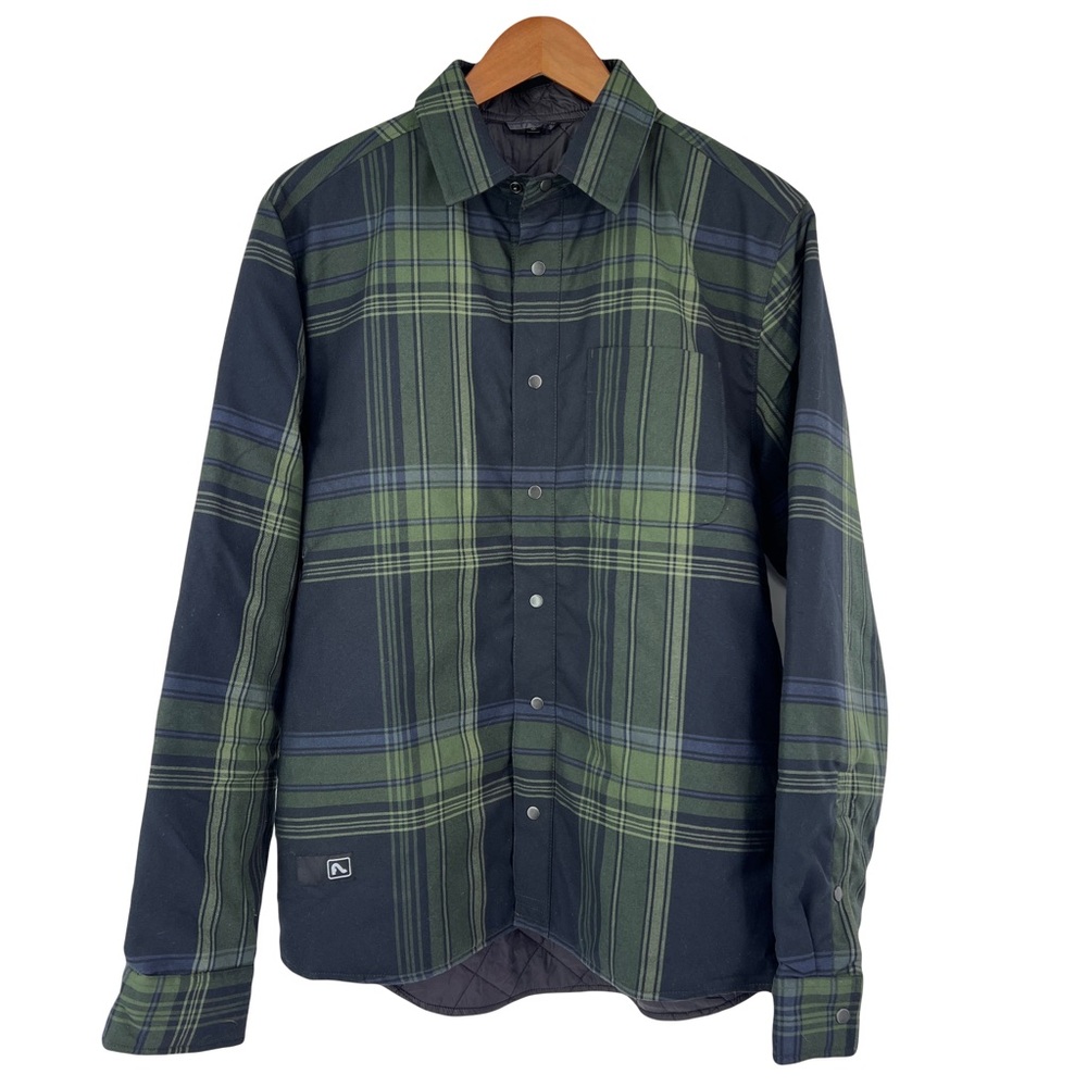 Flylow Sinclair Insulated Flannel shirt jacket men’s medium green black plaid